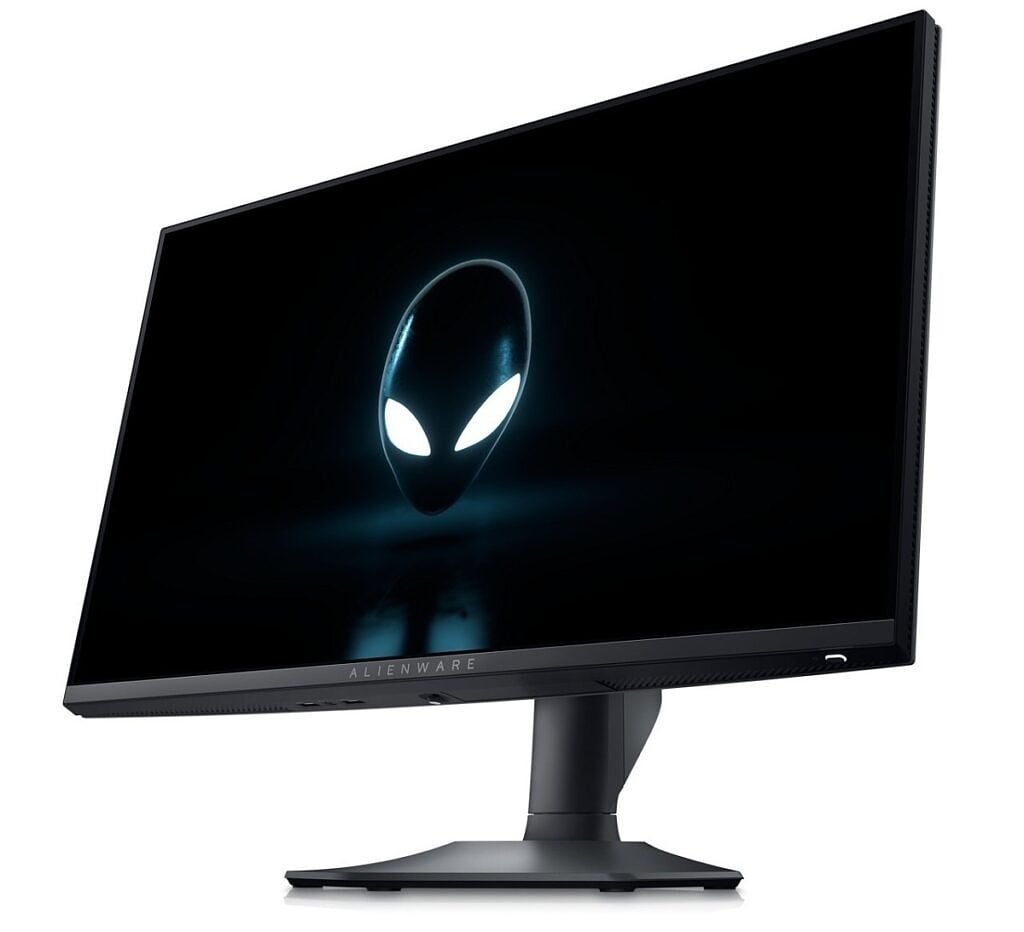 Angled front view of the Alienware 25 monitor