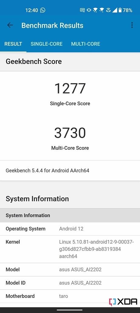 Geekbench 5 Asus Zenfone 9 Result