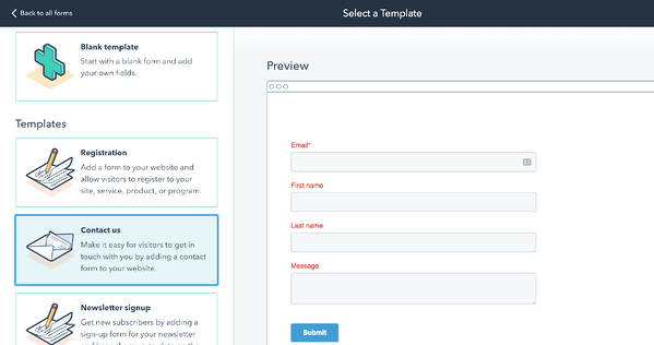 HubSpot's drag and drop online form builder for lead generation
