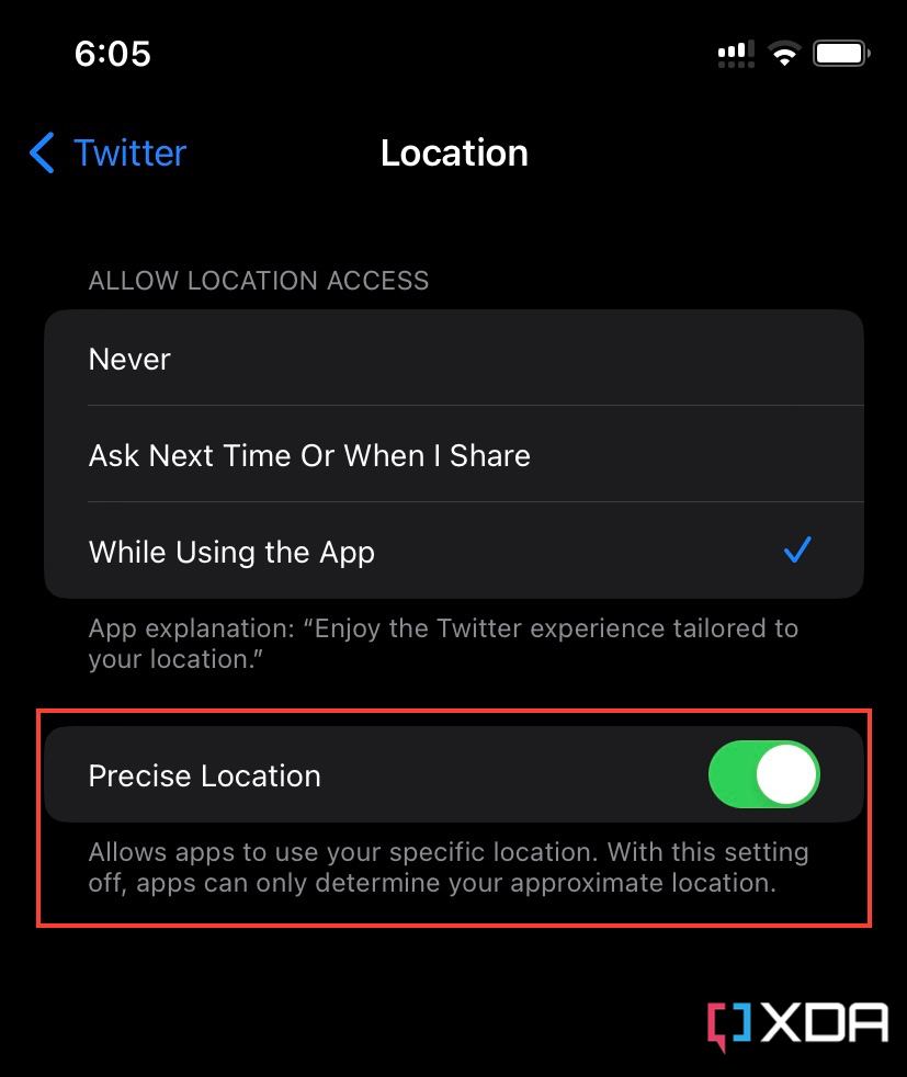 How to revoke an app's Precise Location access on iOS