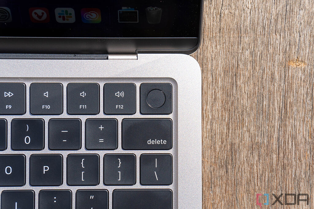 Close up of fingerprint sensor on MacBook Air