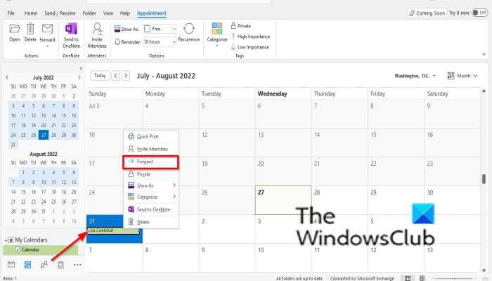 Method 1 (How to send a Calendar event as an attachment in Outlook)