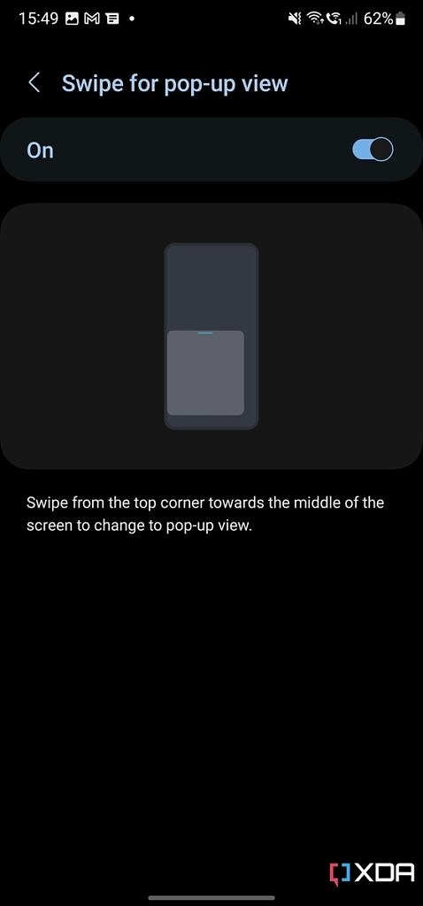 Swipe down for pop-up window in One UI 5.0