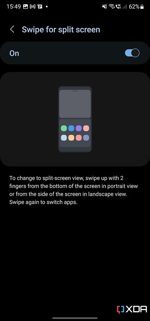 Swipe up for splitscreen in One UI 5.0