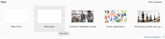 New Quiz and templates in Microsoft Forms