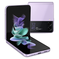 Samsung Galaxy Z Flip 3 in Purple folded and unfolded