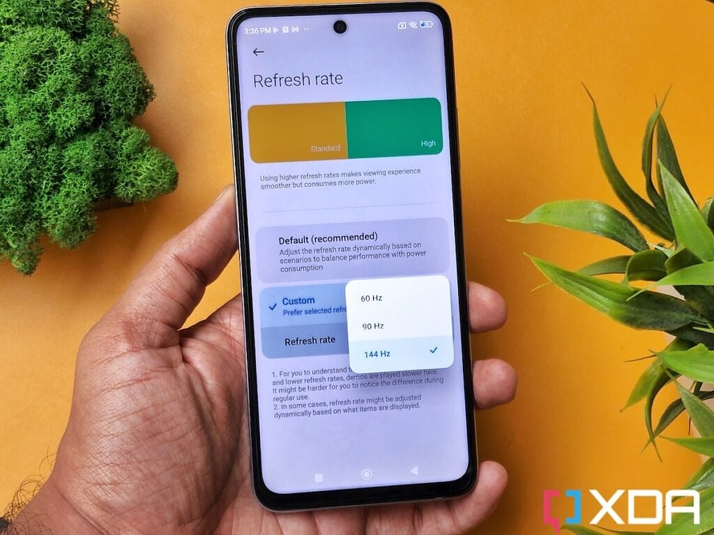 Redmi K50i phone display with the refresh rate