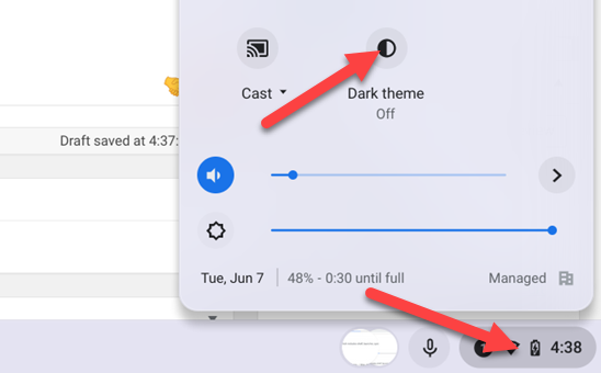 Toggle the Dark Theme on or off.