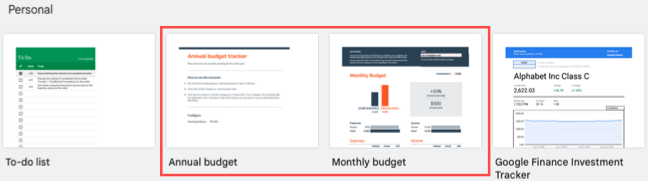 Google Sheets budget templates