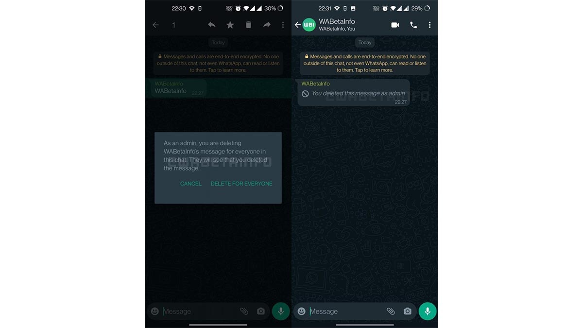 WhatsApp's Delete for everyone feature