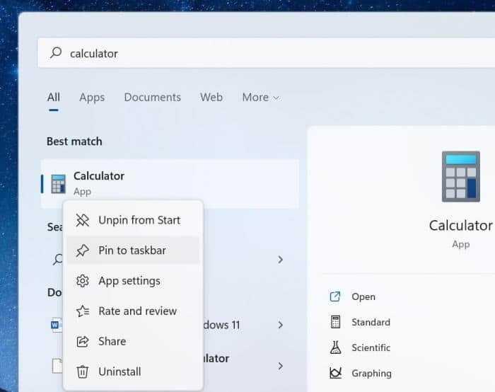 add apps to Windows 11 taskbar pic1