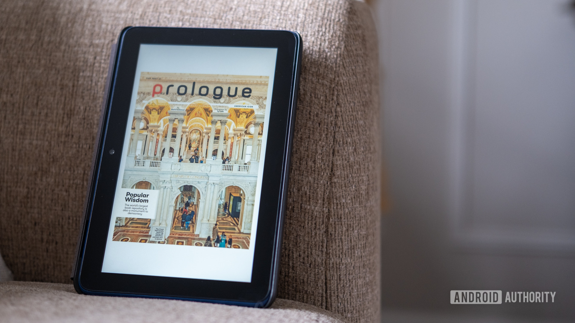Reading a magazine on the Kindle app on the Amazon Fire 7 2022