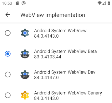 Android System WebView versions