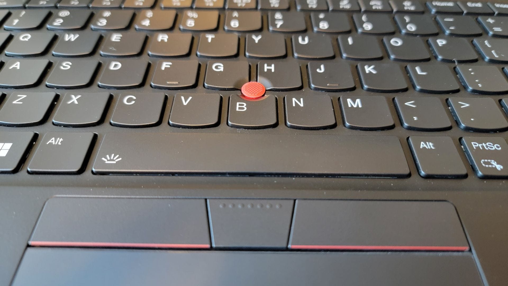 Lenovo Thinkpad X1 Carbon closeup of keyboard