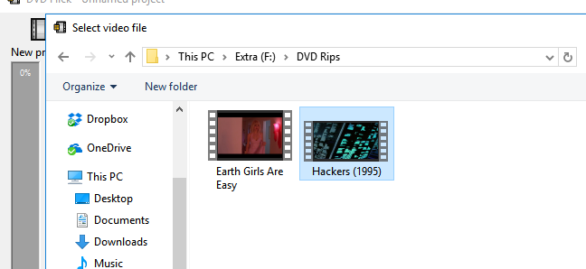 File Explorer showing two movie options. Select one. 