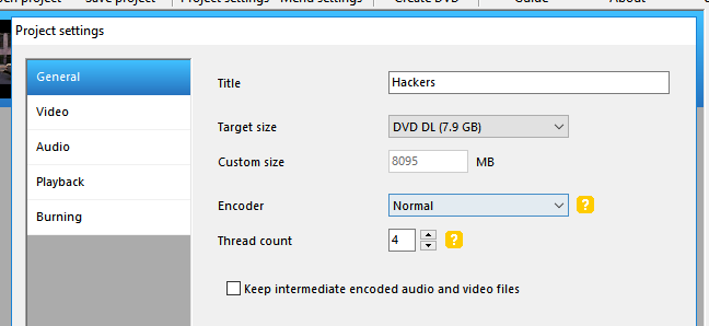 Select the correct DVD size from the drop down box next to "Target Size."