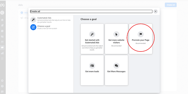 how to use facebook meta business manager: set goal for ad