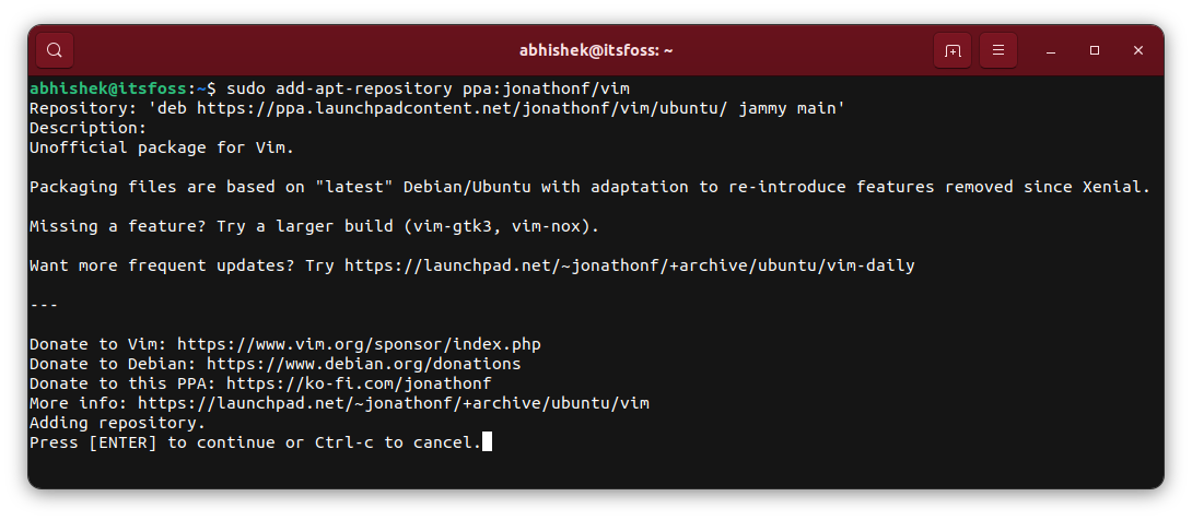 install latest Vim on ubuntu using ppa