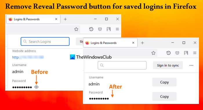 remove reveal password button for saved logins firefox