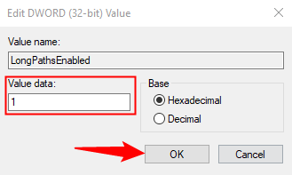Set "Value Data" to "1"
