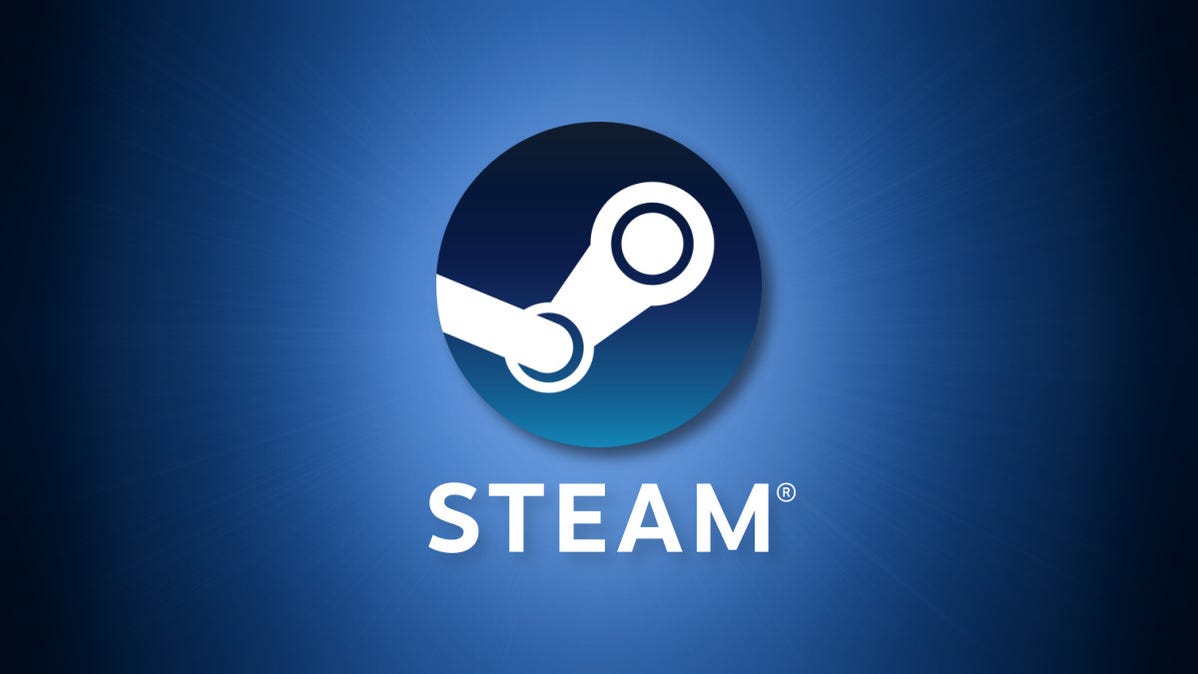 The Valve Steam logo on a blue background
