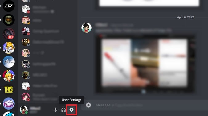 user settings in discord chat
