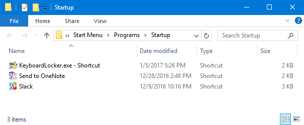 Add a shortcut to the Keyboard Locker executable in the Startup folder. 