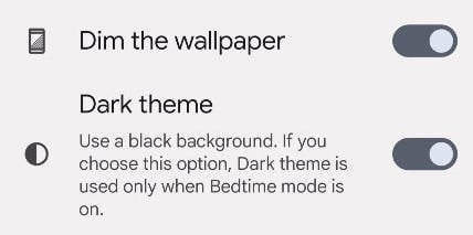 Bedtime Mode screen features.