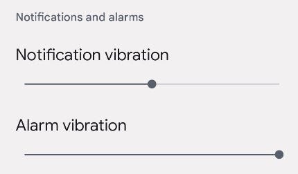 Vibration settings.