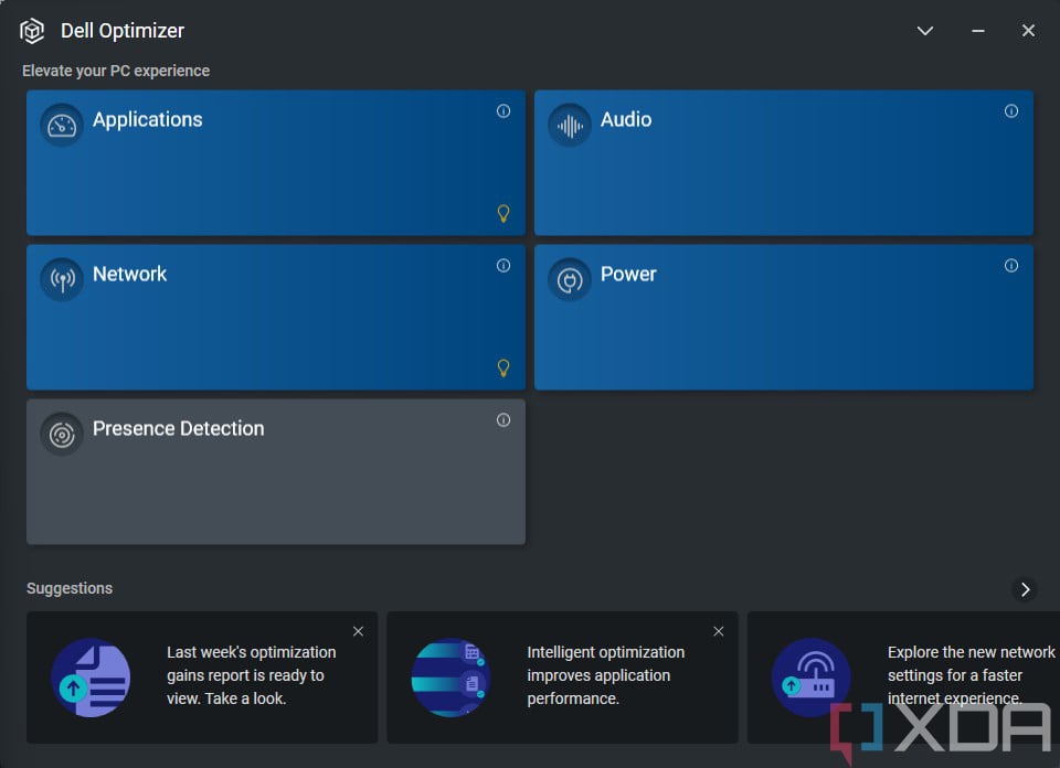 Screenshot of Dell Optimizer