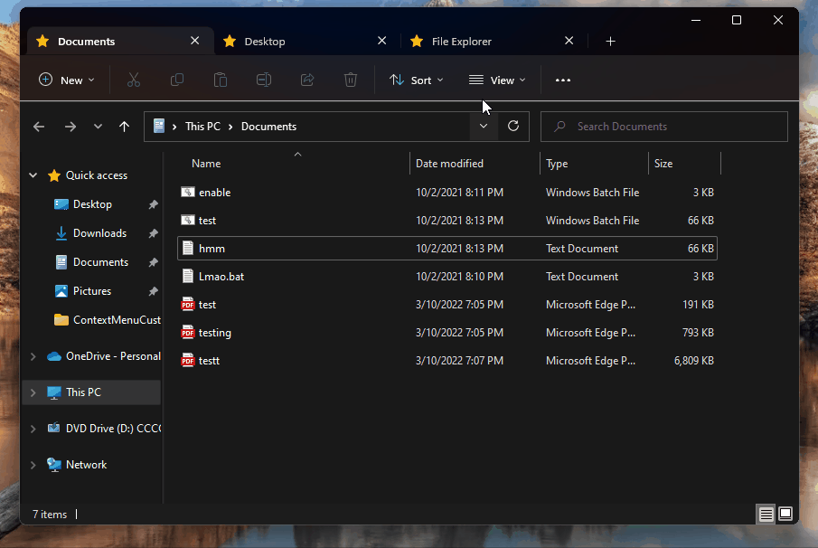 File Explorer drag