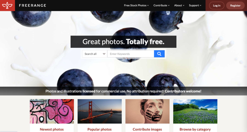 Screenshot of Freerange home page.