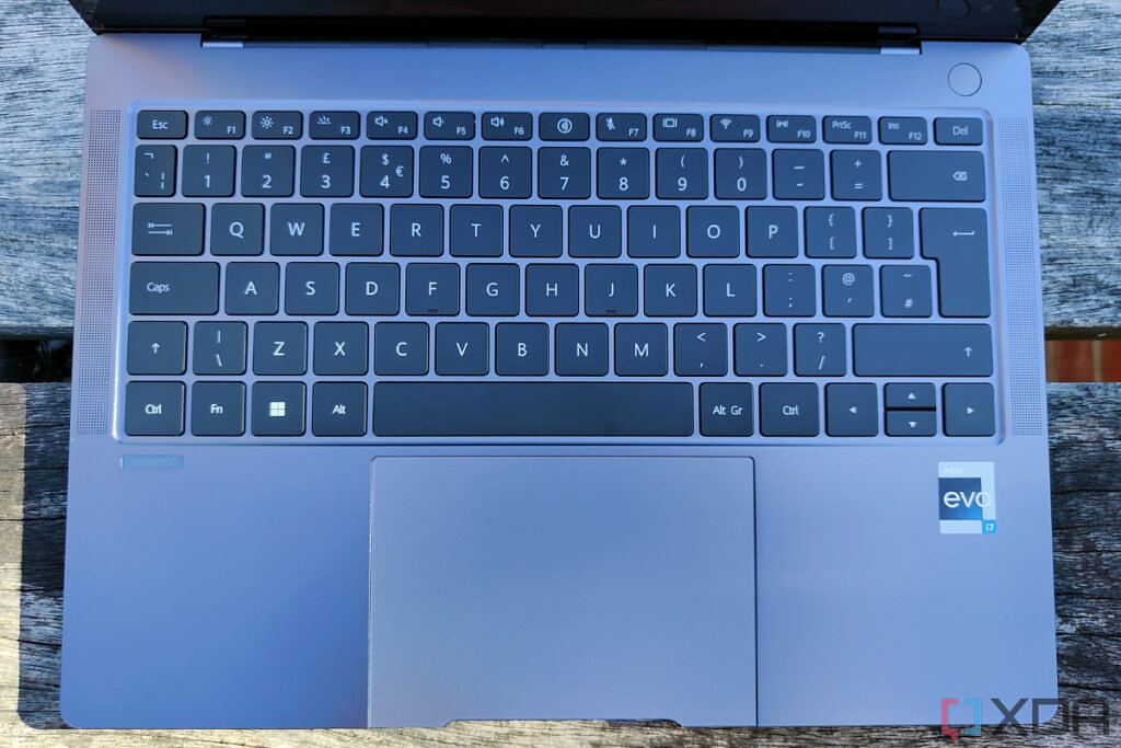 Top-down view of the keyboard and touchpad on the Huawei MateBook X Pro