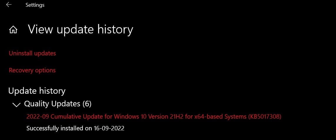 KB5017328 Windows update issues