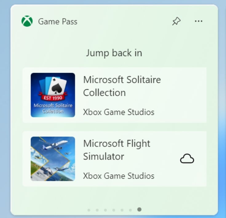 New Xbox Game Pass widget