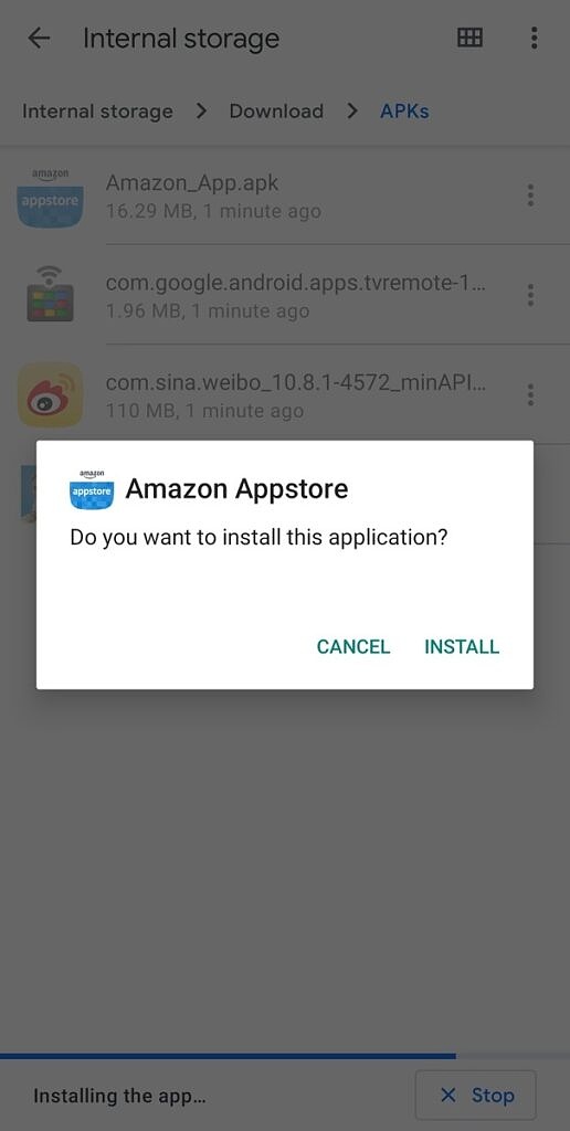 App install confirmation