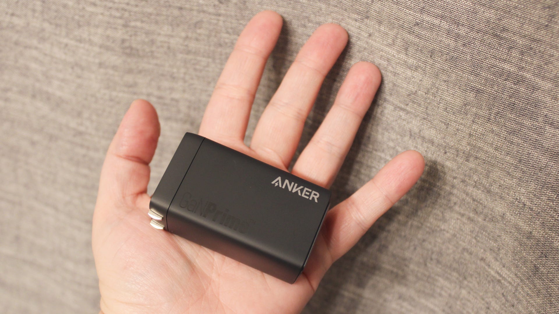 Anker 735 charger in palm of a hand