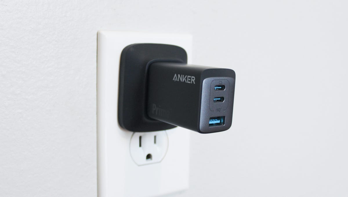 Anker charger plugged into wall
