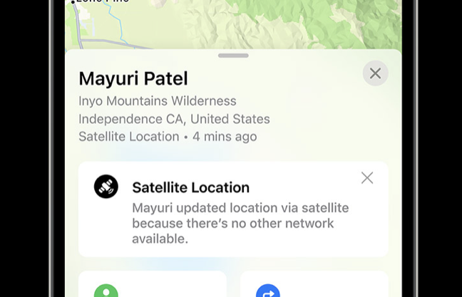 Find My working via Satellite on an iPhone.