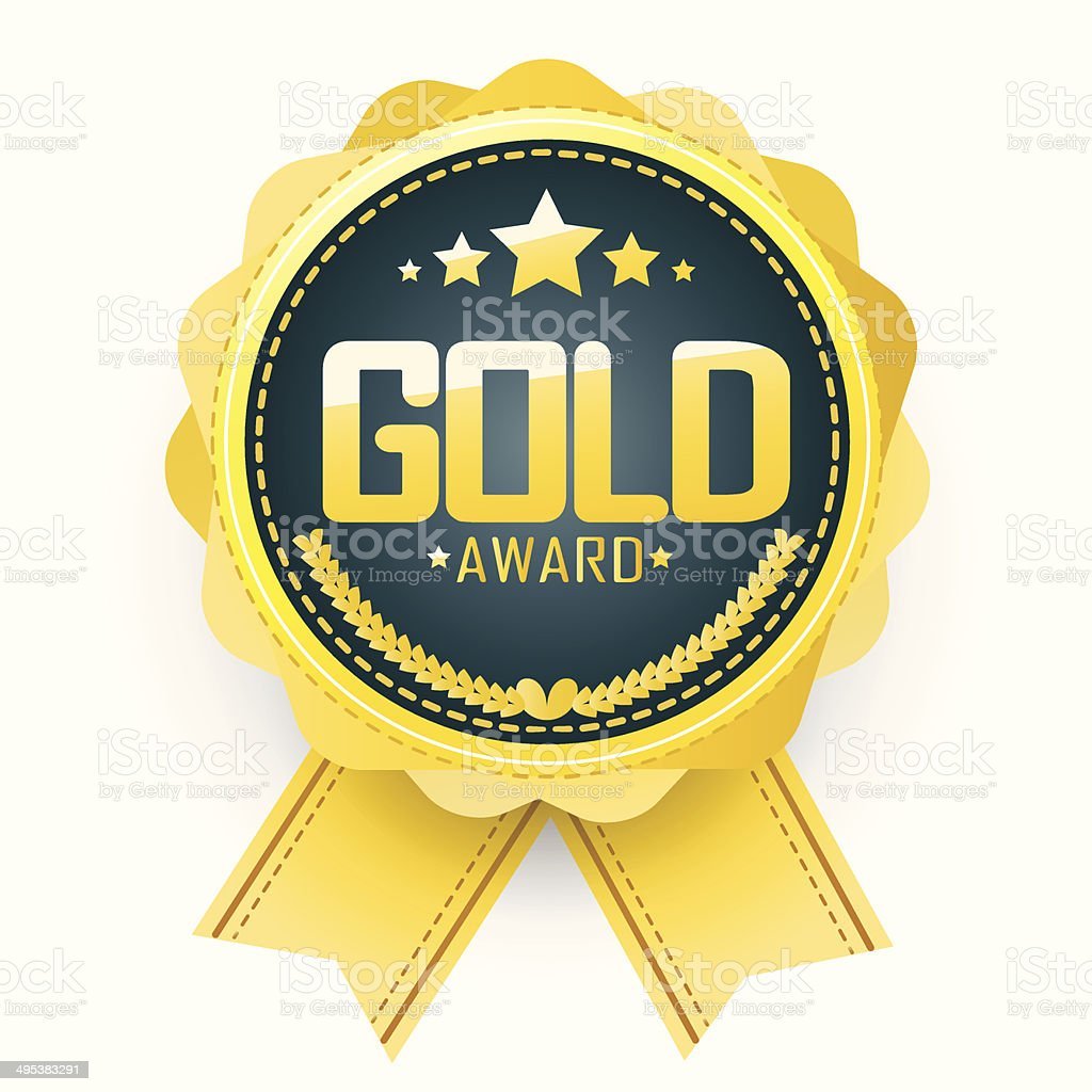 Gold Award, labels ribbon design. vector illustration.