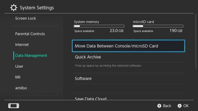 Move Data on Switch