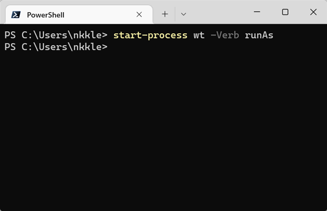 Type "start-process wt -Verb RunAs" into the Terminal.