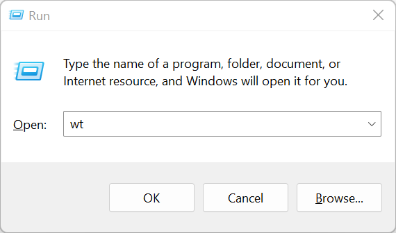 Hit Windows+R, type "wt" into the text box, then hit enter.