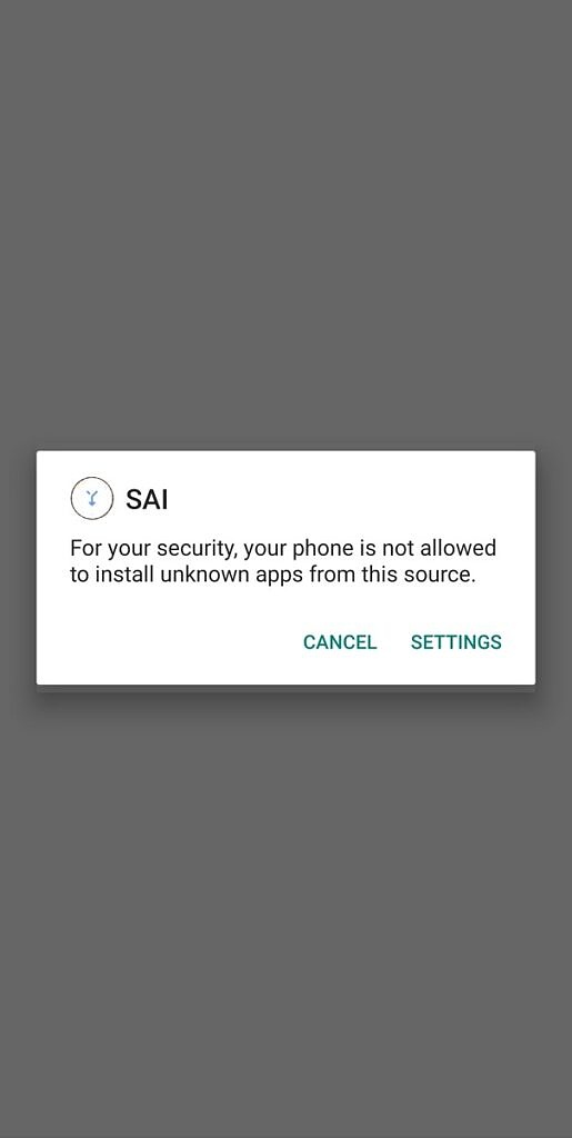 SAI Unknown Apps Warning