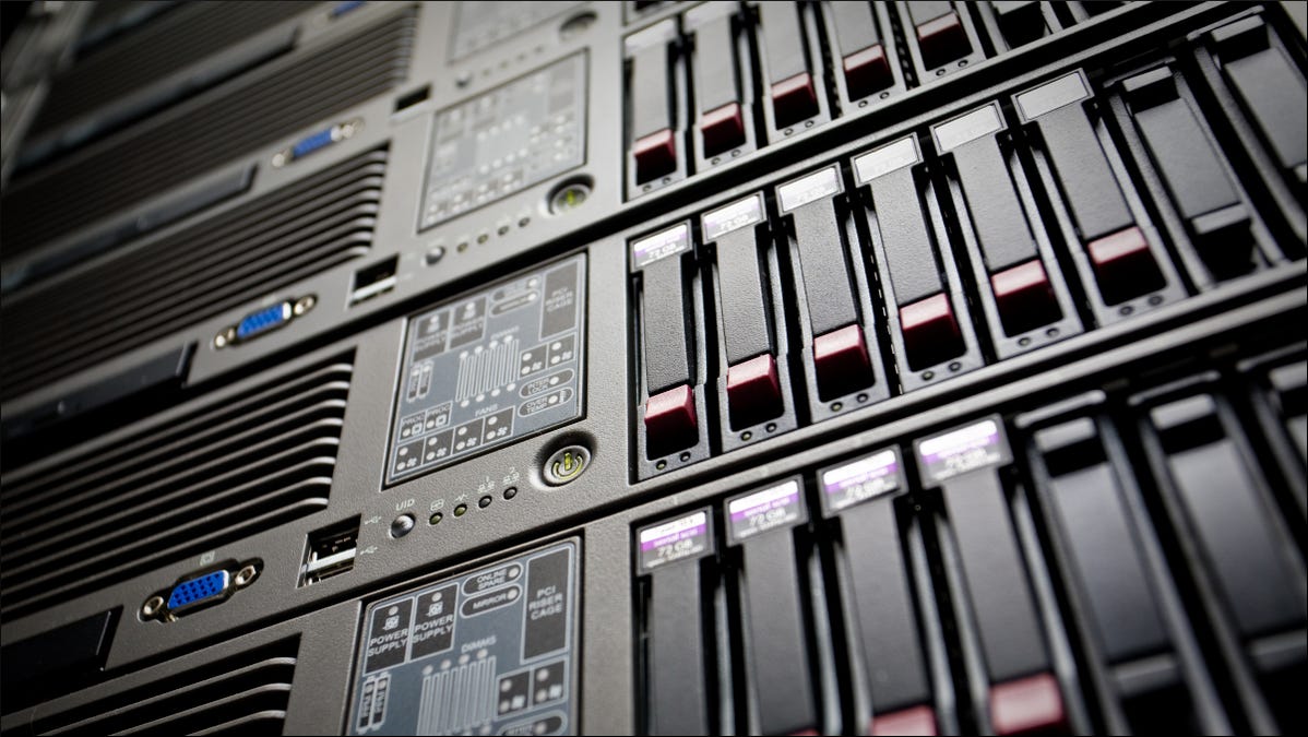Photo showing a stack of servers