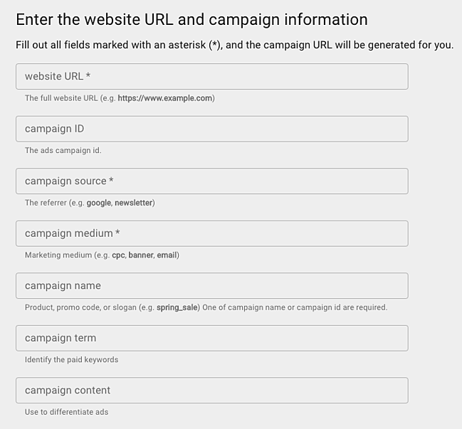 how to build utm codes google analytics: fill out the form
