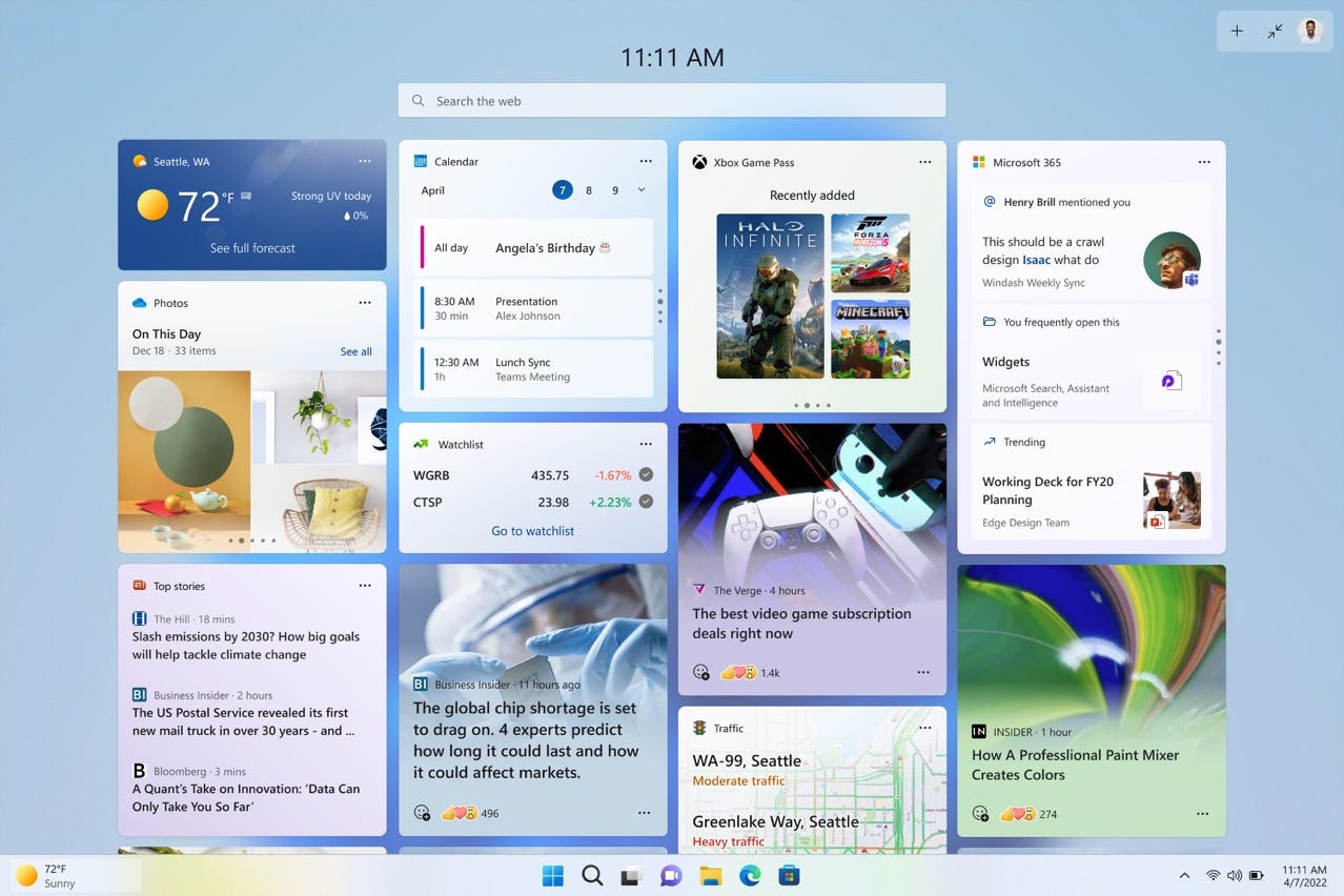 Windows 11 widgets expanded view image