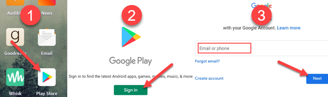 Open the Play Store and sign in.