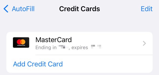 iPhone'da Safari'ye Kredi Kartı Ekleme