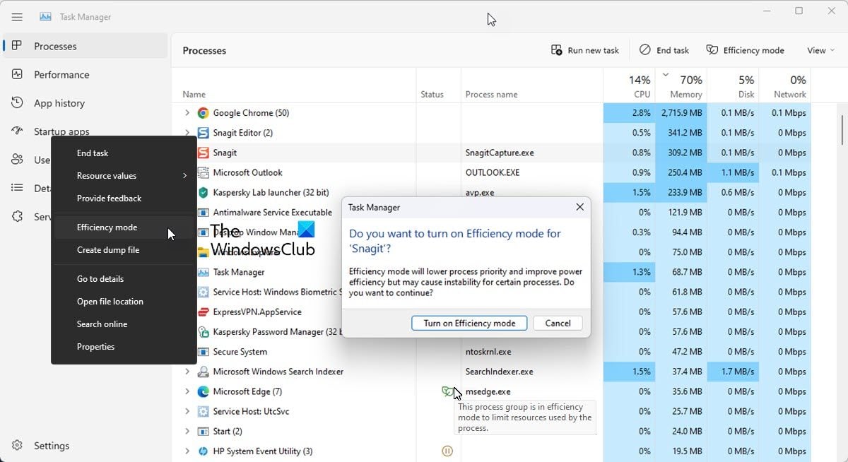 Mode Efficacité en Windows 11